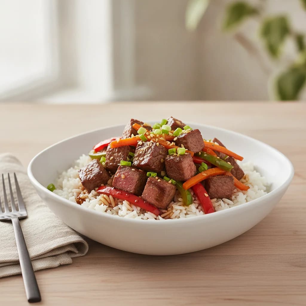 Beef and Vegetable Rice Bowl