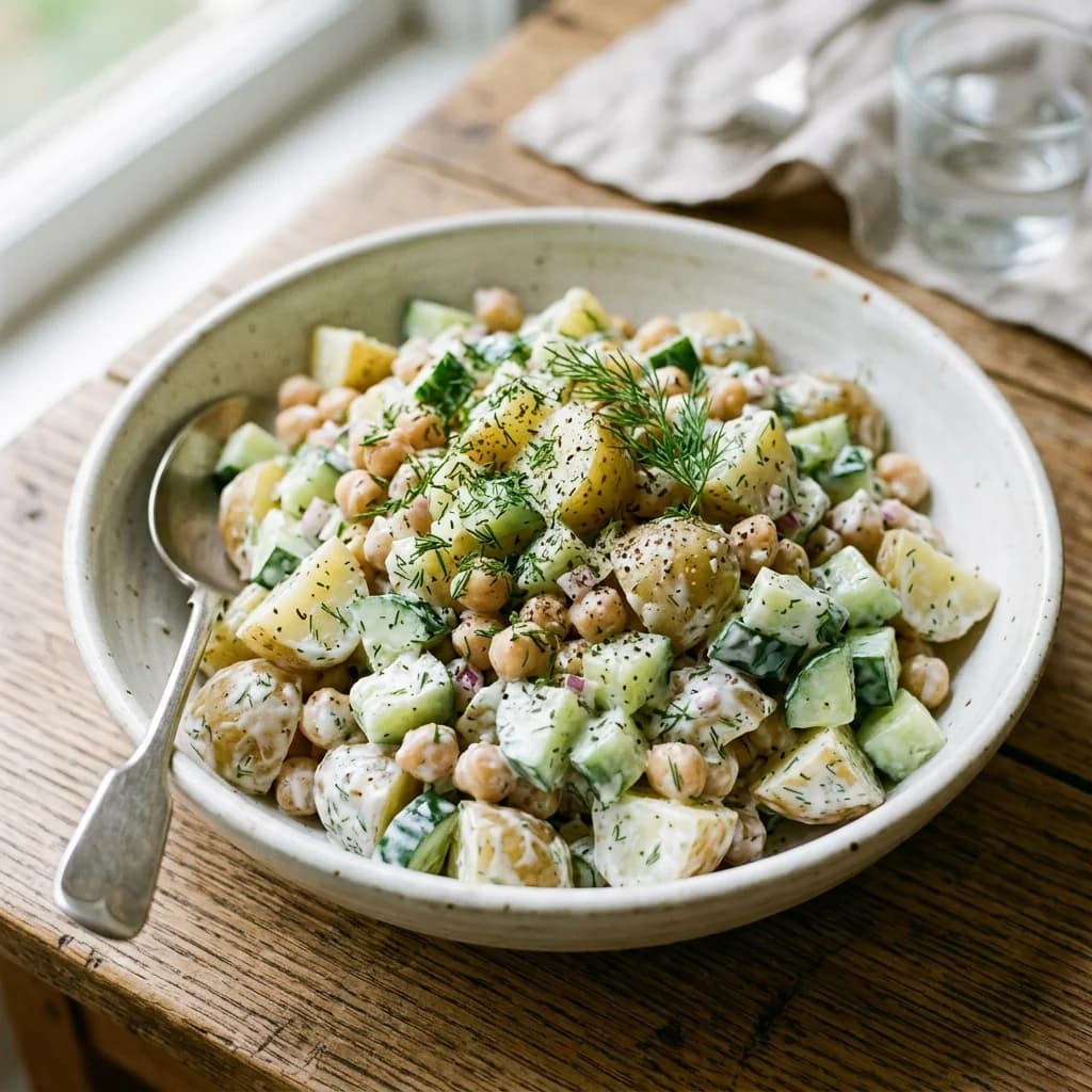 Chickpea Potato Cucumber Yogurt Salad