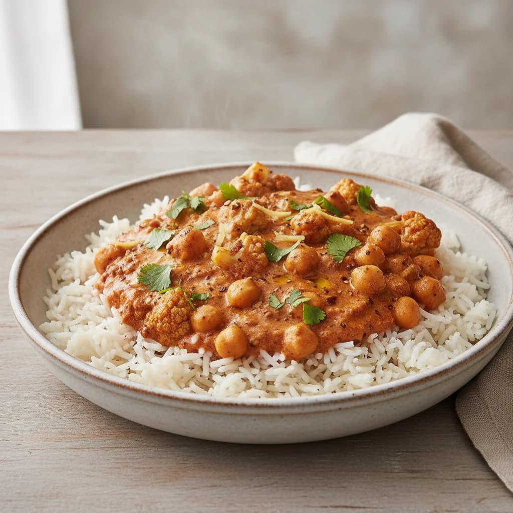 Roasted Cauliflower and Chickpea Coconut Curry