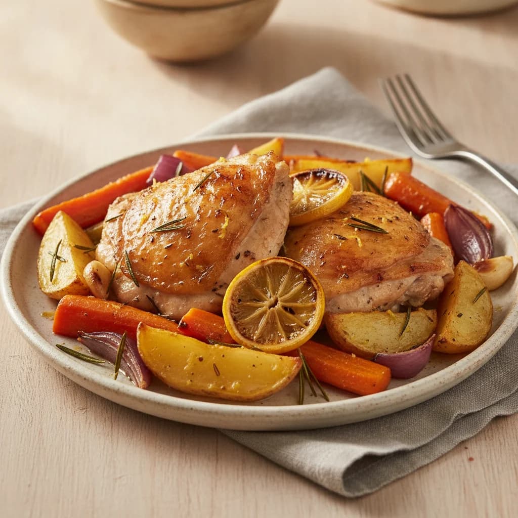 Roasted Lemon Rosemary Chicken and Root Vegetables