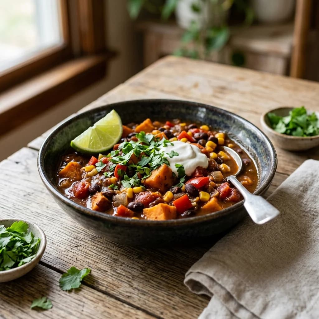 Smoky Black Bean Sweet Potato Chili