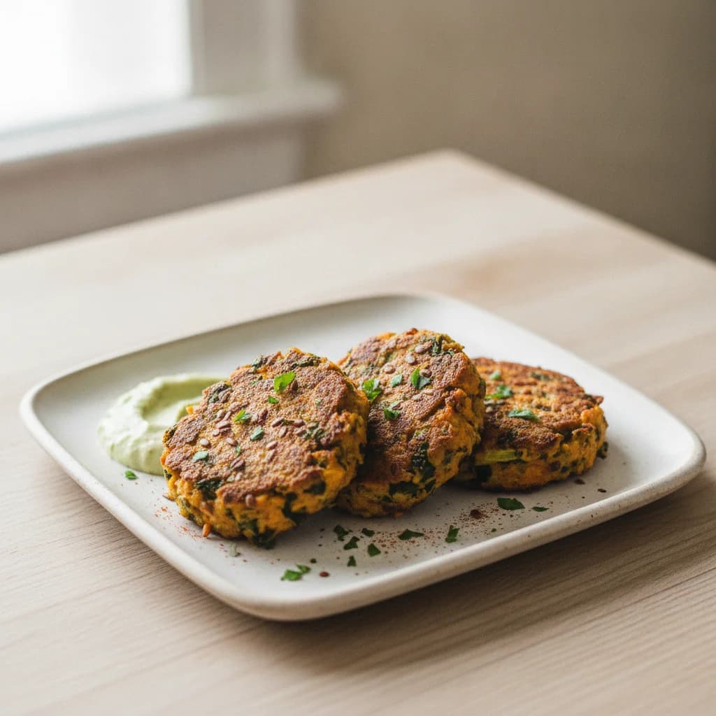 Sweet Potato and Kale Patties with Flaxseed